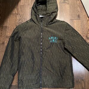 AMIRI Black Raincoat Hooded Weather-Resistant